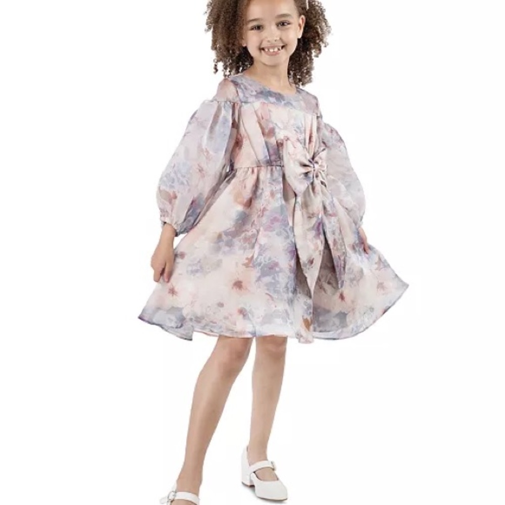 Rare Editions Balloon Sleeve Organza Dress